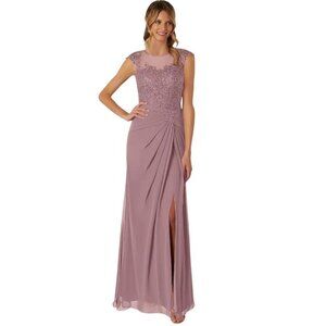NWT AZAZIE Libby Dusty Rose A-Line Sequins Chiffon Floor-Length Dress Wedding 14
